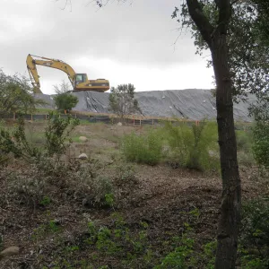 Heavy equipment used at Pritlaff site - view from the Tea House