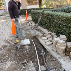 Repair of water line in Courtyard, Dave Kershaw