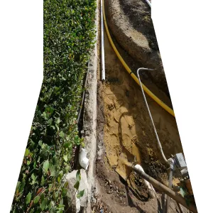 Courtyard renovation, rerouting piping, east edge looking south