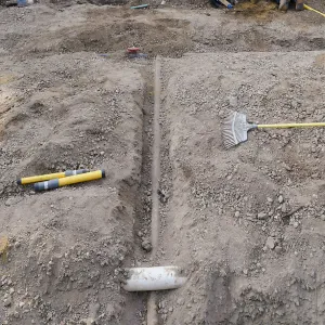 Courtyard renovation, rerouting piping, middle of courtyard looking west, southern crossing