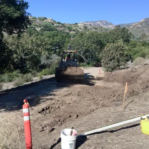 Earth moving to create bulb out on driveway to Pritzlaff Conservation Center