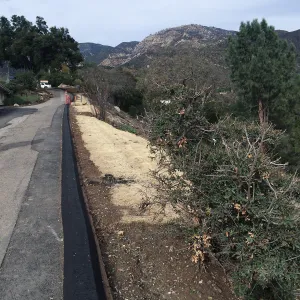 New asphalt curb along upper driveway