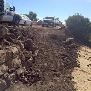 Reconstruction of wall west side of Pritzlaff Conservation Center