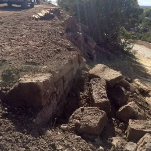 Reconstruction of wall west side of Pritzlaff Conservation Center
