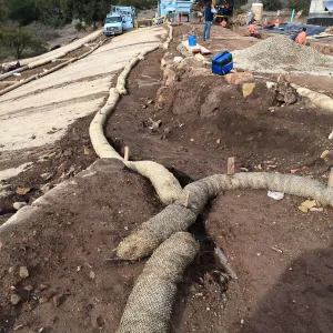 Reconstruction of wall west side of Pritzlaff Conservation Center