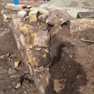 Reconstruction of wall west side of Pritzlaff Conservation Center