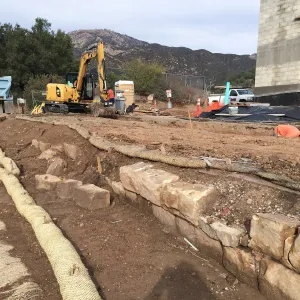 Reconstruction of wall west side of Pritzlaff Conservation Center