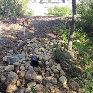 Overflow pipe near Tea House