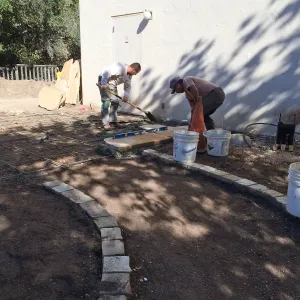Preparing new path to Cottage and Water Wise Home Garden