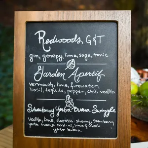 Garden to Table Dinner in the Redwoods 2017, bar menu