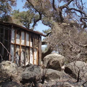 rear of Information Kiosk after Jesusita Fire