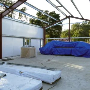 Horticulture Barn Construction, interior looking west
