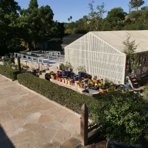 Repaired Lath House and new steel plant benches in the Garden Growers Nursery