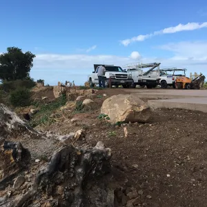 Slope at southeast corner of Pritzlaff Conservation Center during construction