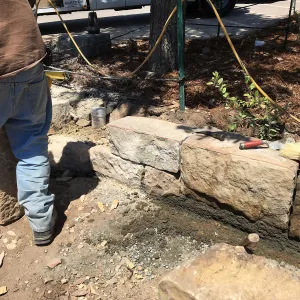 Stone wall construction at the Pritzlaff Conservation Center