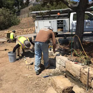 Stone wall construction at the Pritzlaff Conservation Center