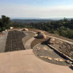 Island View Garden construction, laying gopher wire for Bouteloua lawn