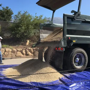 Pritzlaff Conservation Center, gravel being unloaded for Eco-PaveÂ® path