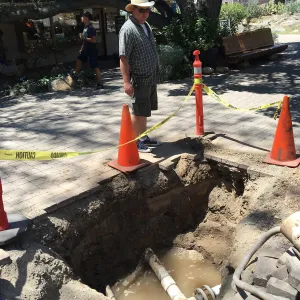Pipe rupture at Visitor Entrance