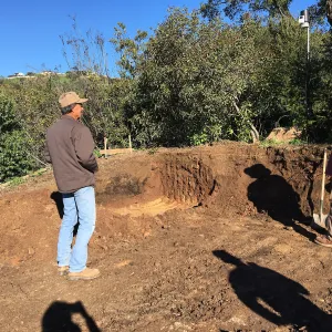 Soil bin construction in upper parking lot