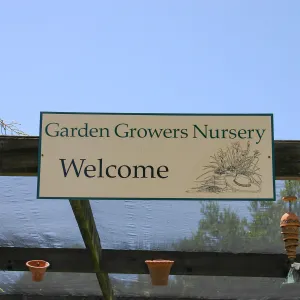 Sign above Garden Growers Nursery entrance