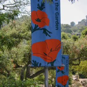 Pole banner at visitor entrance