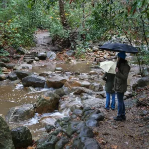 Mission Creek at lower crossing during rainstorm