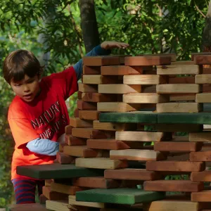 Santa Barbara Botanic Garden Casitas Opening, child playing on â€œThe Hivesâ€ Casita