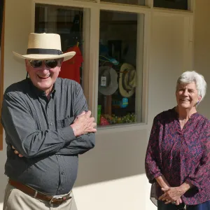 Dedication ceremony for â€œAfter the Rainsâ€ mosaic by Patti Jacquemain, Donors Duncan and Suzanne Mellichamp
