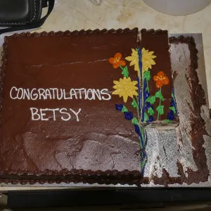 2019 Fall Plant Sale Preview Party, Betsy Collins' retirement cake.