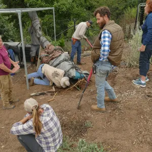 Moving a Lophocereus schottii cactus collected in 1996 from the canyard to the Island View Garden