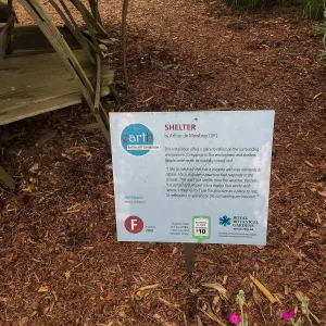 Royal Botanic Garden, Ontario, Canada, Earth Art Shelter signage