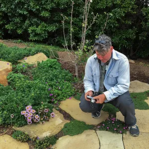 Brue Reed at Montecito garden designed by Isabelle Greene