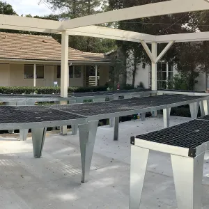 New patio, shade structure, benches at Garden Growers Nursery