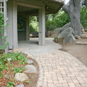 New stone paving at the Information Kiosk