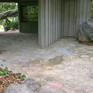 New stone paving at the Information Kiosk
