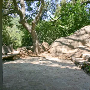 View out of the northwest entrance of the Information Kiosk
