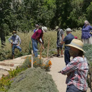 Ribbon cutting for the opening of the new stone staircase to the Baja Islands Garden built by Jacob Cobian
