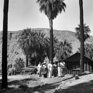 Thousand Palms, people, structures, palms