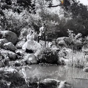 Senor and Senorita beside one of the many pools in the Garden