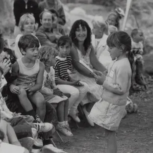 children storytelling in the Garden