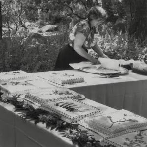 Mary Allcott with Cakes for Members Day picnic