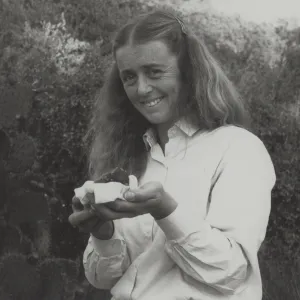 Sally Isaacson shows off a prickly pear