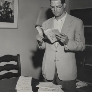 Clifton Smith in Blaksley Library with A Flora of Santa Barbara