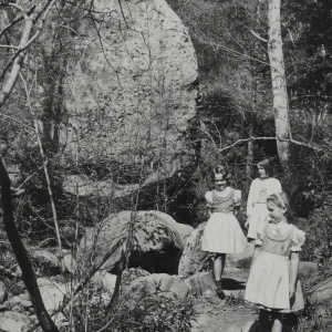 Girls in dresses walking in the Garden