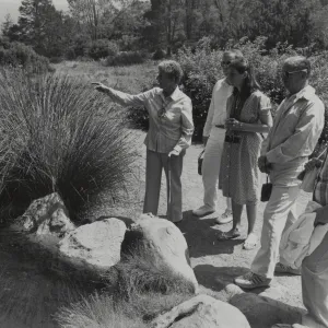 Docent Dorothea Fox leads a tour of the Garden