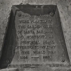 WWI memorial tree planting plaque, San Marcos Pass