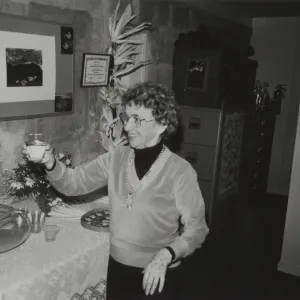 Woman Toasting at Muller Reading Room Opening