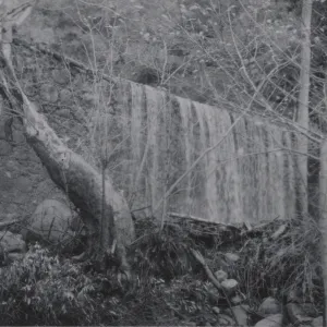 Mission Creek waterfall on eastern edge of Mission Dam, 1952