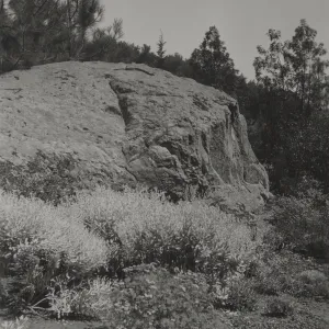 west side of entrance boulder, old Island Trail, 1930's